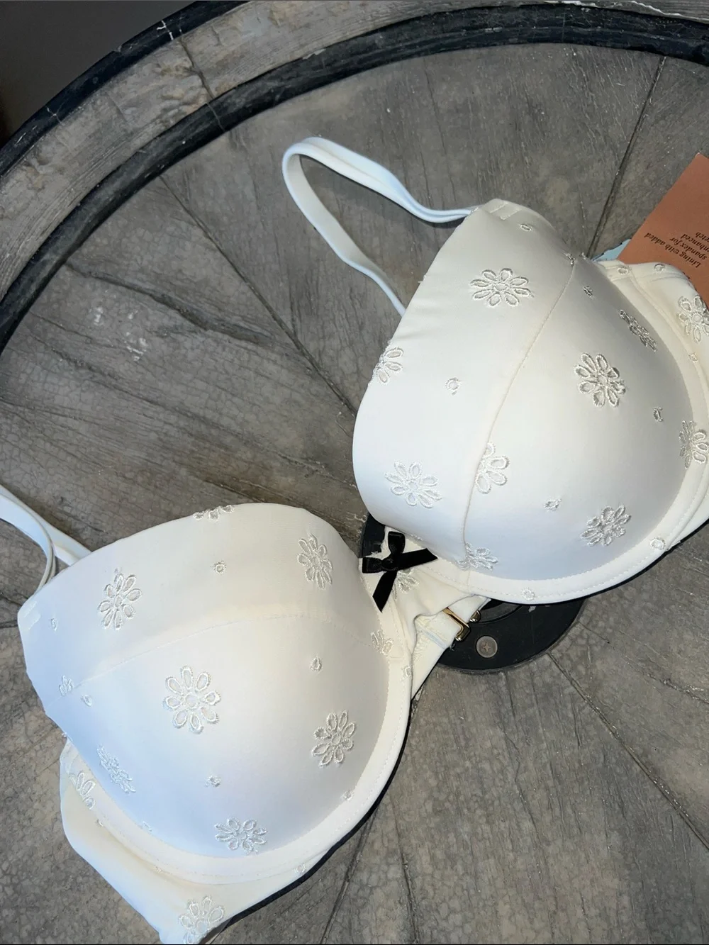 Shade & Shore off White Embroidered Push-Up Swim Bra 34D BT